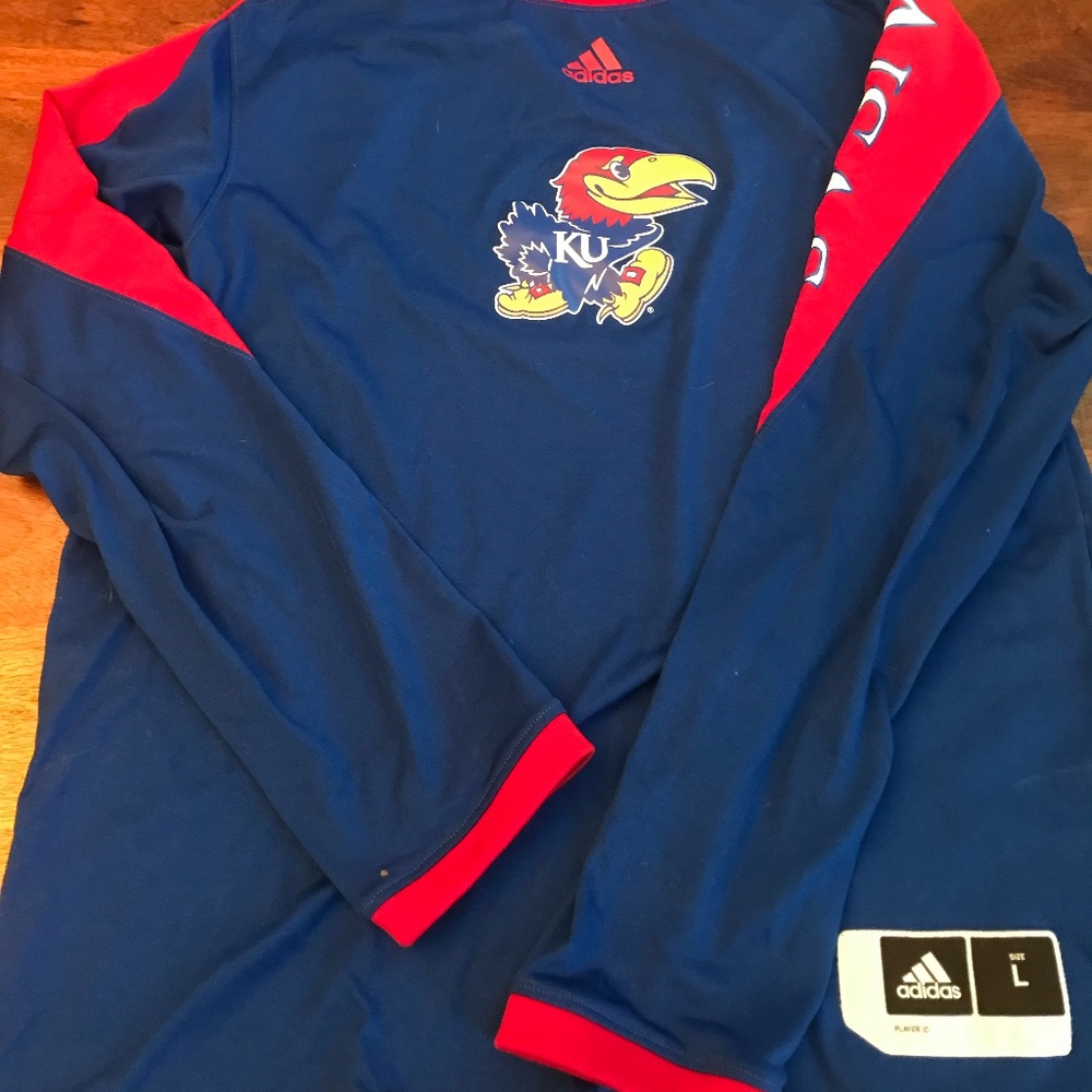 Vintage Adidas University of Kansas KU Long Sleeve Sideline shirt
